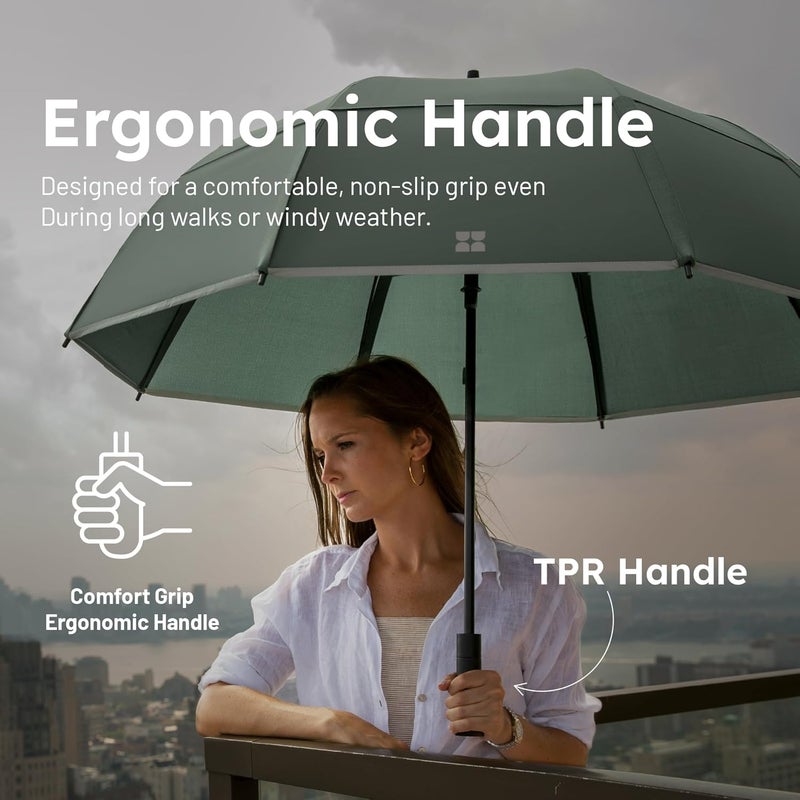Weatherman Umbrella - Stick Umbrella - Windproof Umbrella Resists Up to 55 MPH Winds - (White) - Image 4