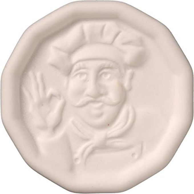 JBK Pottery Pot Minder Ceramic Boil Spill Stopper Disc Kitchen Overflow Preventer for Noodles, Soups, Pasta, Seafood Heat, Steam & Splatter Saver for Stove & Microwave 2.3 inches, Chef Design - Image 4