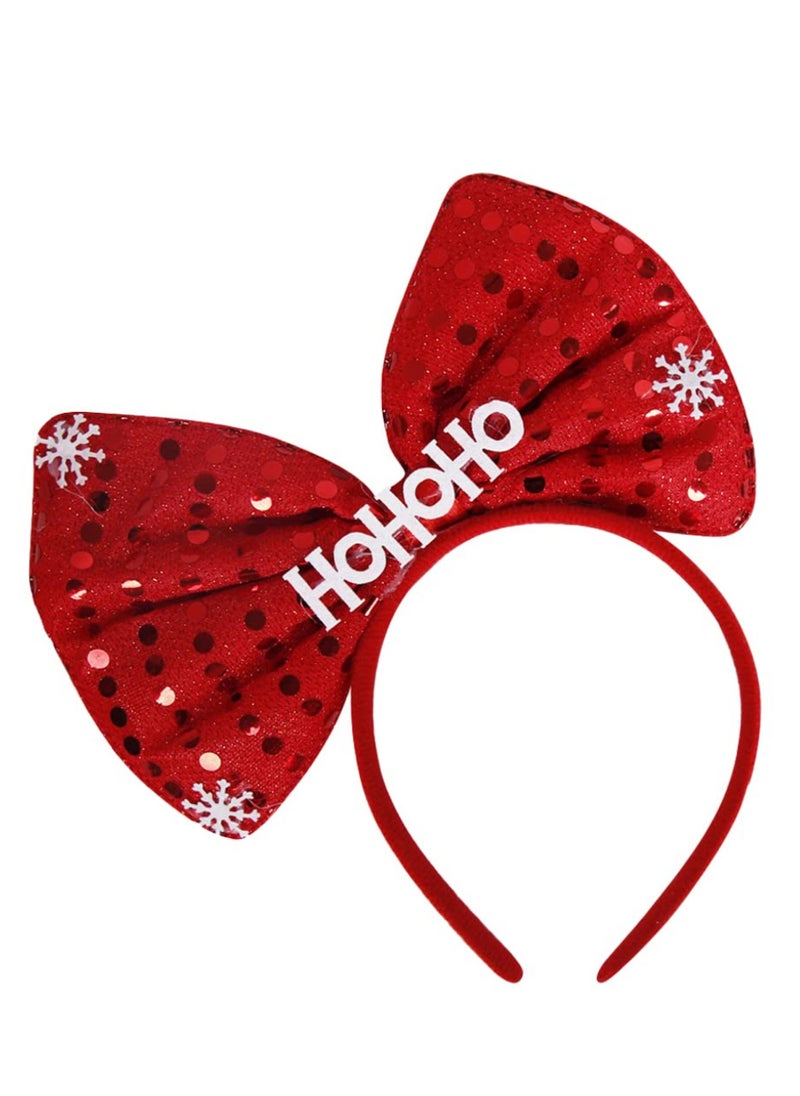 ZAFAA HOME Red Bow Headband with Sequins – Festive 23x20cm Holiday Accessory for Christmas Parties, Family Gatherings, and Seasonal Costumes  - Image 4