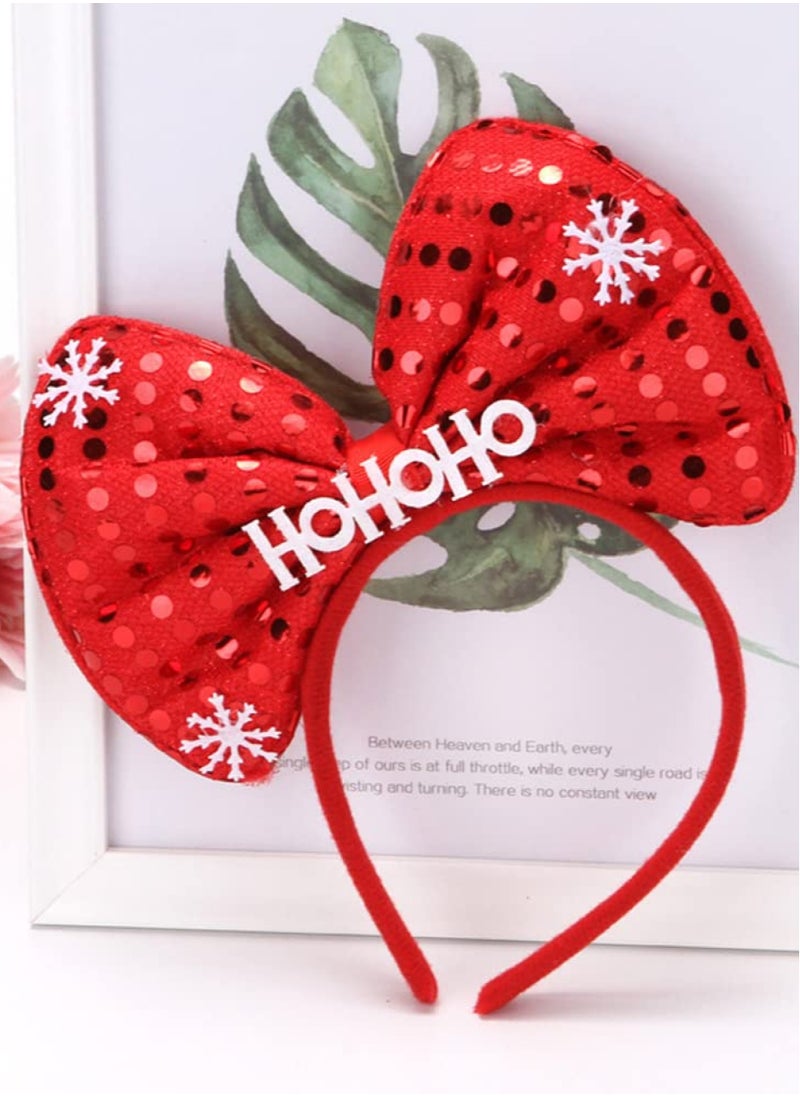 ZAFAA HOME Red Bow Headband with Sequins – Festive 23x20cm Holiday Accessory for Christmas Parties, Family Gatherings, and Seasonal Costumes  - Image 5