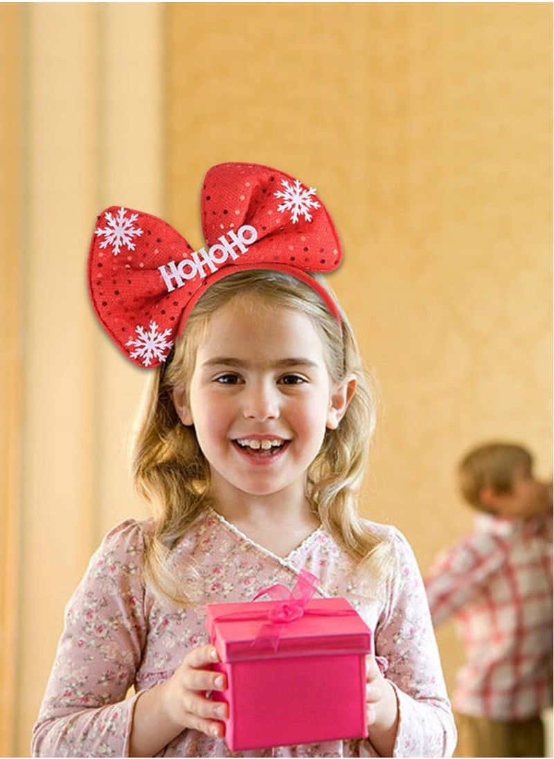 ZAFAA HOME Red Bow Headband with Sequins – Festive 23x20cm Holiday Accessory for Christmas Parties, Family Gatherings, and Seasonal Costumes  - Image 2