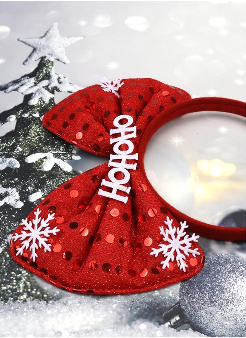 ZAFAA HOME Red Bow Headband with Sequins – Festive 23x20cm Holiday Accessory for Christmas Parties, Family Gatherings, and Seasonal Costumes  - Image 3