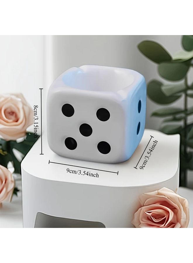 White Ceramic Dice Ashtray Home Decor Gift for Men Women - Image 4