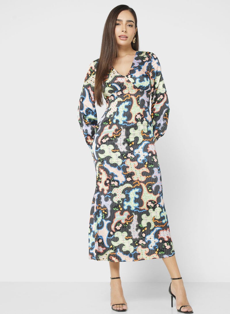 Never fully Dressed Printed Long Sleeve Dress - Image 1