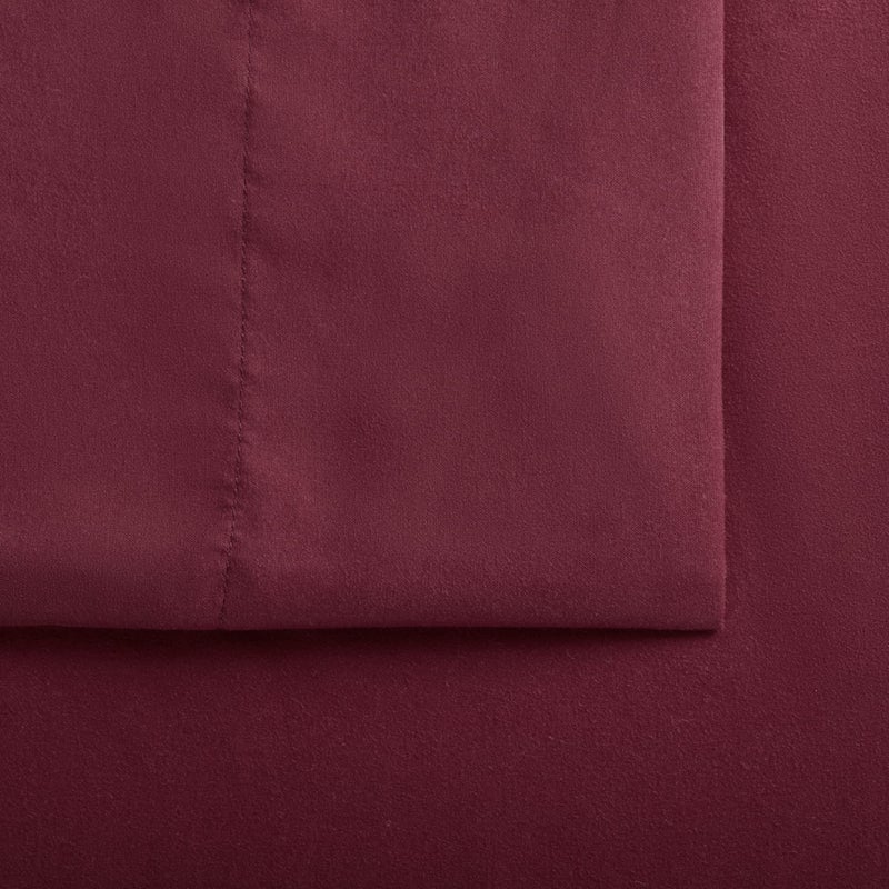 Serta Simply Clean Super Soft Hypoallergenic Stain Resistant Deep Pocket 4 Pieces Solid Bed Sheet Set, Queen, Burgundy - Image 5