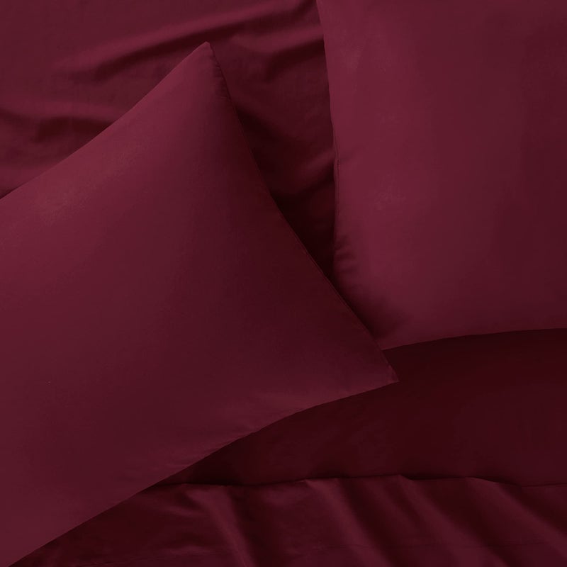 Serta Simply Clean Super Soft Hypoallergenic Stain Resistant Deep Pocket 4 Pieces Solid Bed Sheet Set, Queen, Burgundy - Image 2
