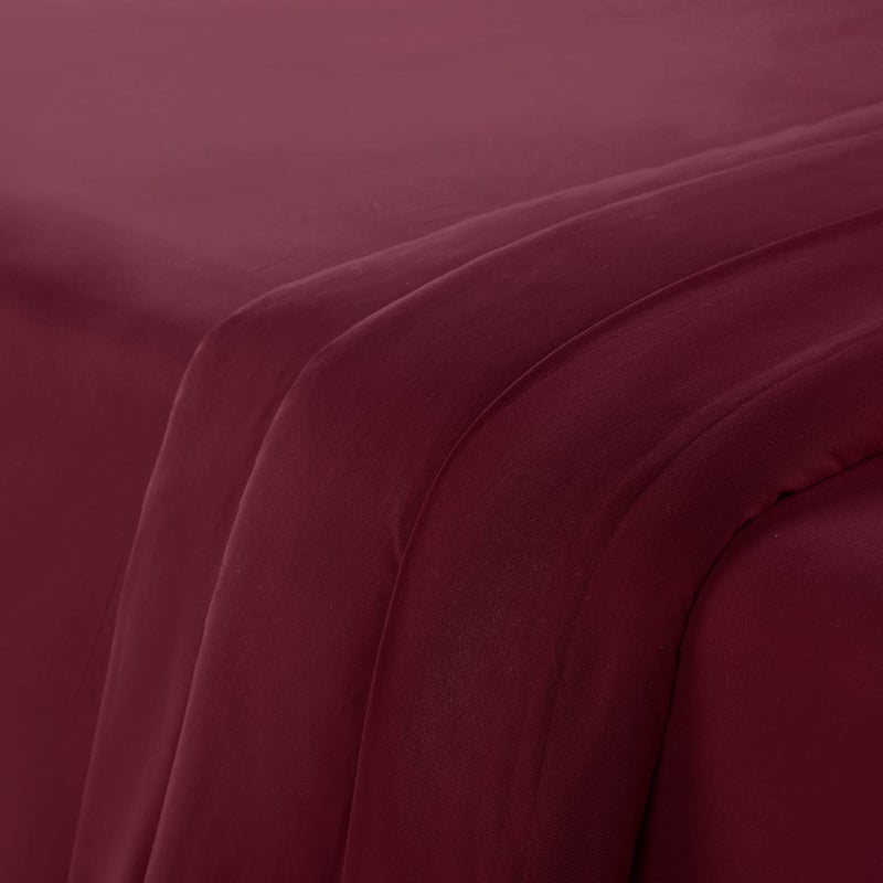 Serta Simply Clean Super Soft Hypoallergenic Stain Resistant Deep Pocket 4 Pieces Solid Bed Sheet Set, Queen, Burgundy - Image 3