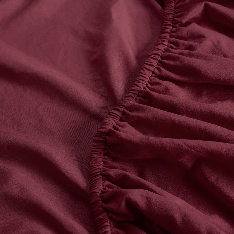 Serta Simply Clean Super Soft Hypoallergenic Stain Resistant Deep Pocket 4 Pieces Solid Bed Sheet Set, Queen, Burgundy - Image 4