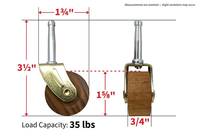Shepherd Hardware 9051 1-5/8-Inch Designer Stem Casters, Wood Wheel, 5/16-Inch Stem Diameter, Brown, 2-Pack - Image 5