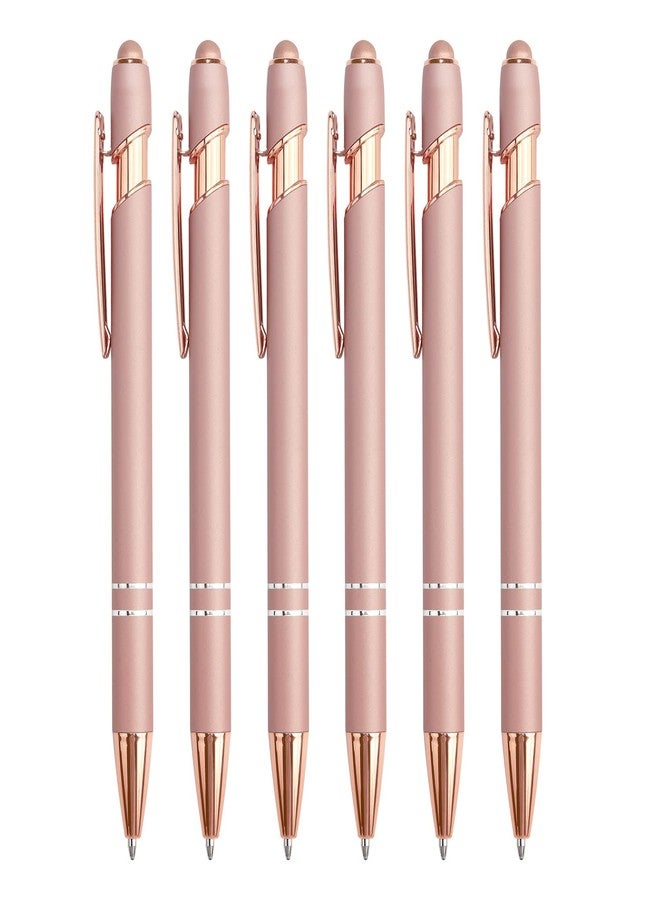 Bribobo 6 Pack Ballpoint Pen 2-in-1 Stylus Retractable Ballpoint Pen with Stylus tip, Metal Stylus Pen for Touch Screens, 1.0 mm Black Ink - Image 1