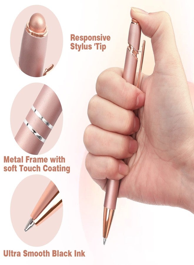 Bribobo 6 Pack Ballpoint Pen 2-in-1 Stylus Retractable Ballpoint Pen with Stylus tip, Metal Stylus Pen for Touch Screens, 1.0 mm Black Ink - Image 2