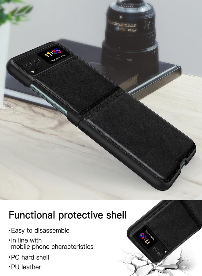 Foluu Leather Case for Motorola Razr 2023, Ultra Thin Slim Durable Protective Phone Case Cover - Black - Image 3