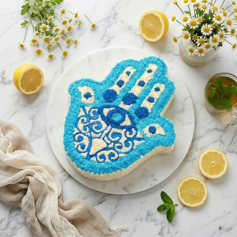 HiParty Hamsa Hand Cake Pan, Hand of Fatima Baking Silicone Mold the Hand of God Cake Mould Eye in Khamsah Palm Rosh Hashanah Bakeware Tools (14" X 10.5" X 2.2", Random Color) - Image 5