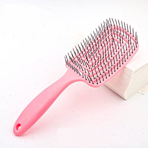TOMATUS® 1 Pcs Vent Brush Anti-Static Curved Vent Hair Comb Massager Hair Brush Flex Styling Blow Drying Glide Salon Hairdressing Tool for Hair Detangler (Pink) - Image 3
