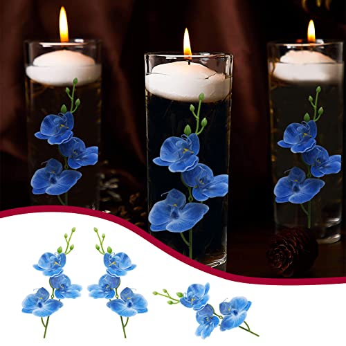 LARDUX ARDUX (12 Pieces) Artificial Flower Vase Fillers for Floating Candles Blue Orchid Flower Vase Fillers for Table Centerpiece Decorartion Wedding Party Home Bar Restaurant Decor (Blue - Image 4