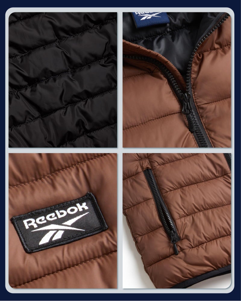 Reebok Boys Winter Coat - Lightweight Insulated Puffer Jacket - Wind & Water Resistant Quilted Hooded Winter Jacket for Boys, Size 6, Timber - Image 4