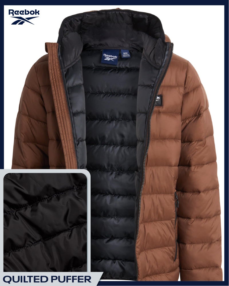 Reebok Boys Winter Coat - Lightweight Insulated Puffer Jacket - Wind & Water Resistant Quilted Hooded Winter Jacket for Boys, Size 6, Timber - Image 5