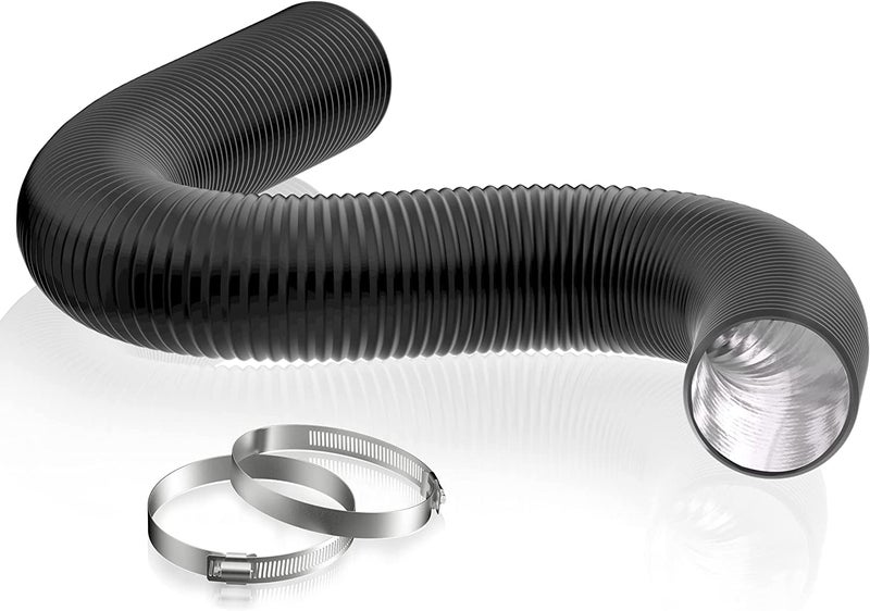 HG POWER 4 Inch Dryer Vent Hose 16 Feet Long Flexible PVC Hose Three Layer Noise Reducer Hose Aluminum Ducting for Heating Cooling Ventilation AC Exhaust Black