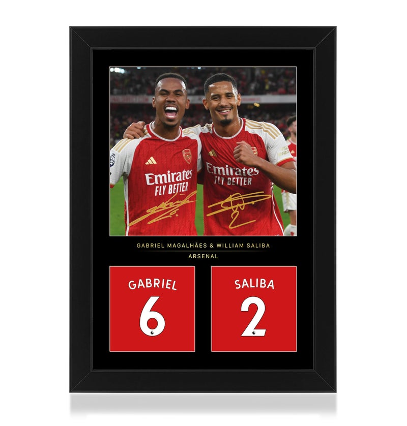 Home Trove ALAYRA Gabriel and Saliba Defensive Duo A4 Framed Photo Display - Reproduced Digital Signature - Gift For Arsenal Fans - Image 5