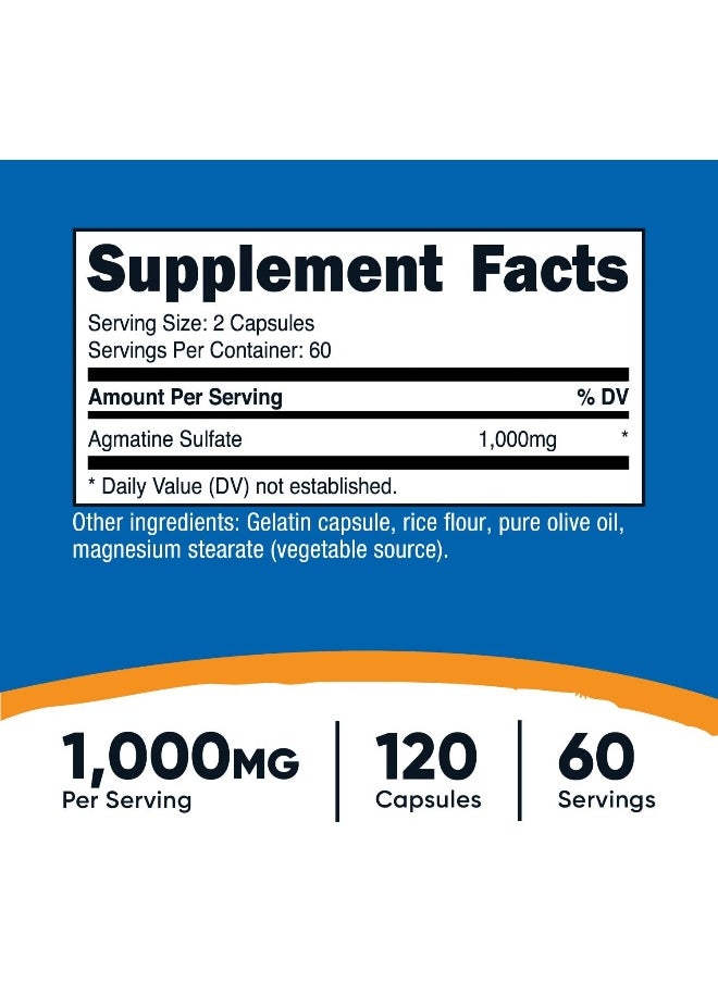 Nutricost - Agmatine Sulfate 1000Mg, 120 Capsules - Gluten Free, Non-GMO, 500Mg Per Capsule - Image 1