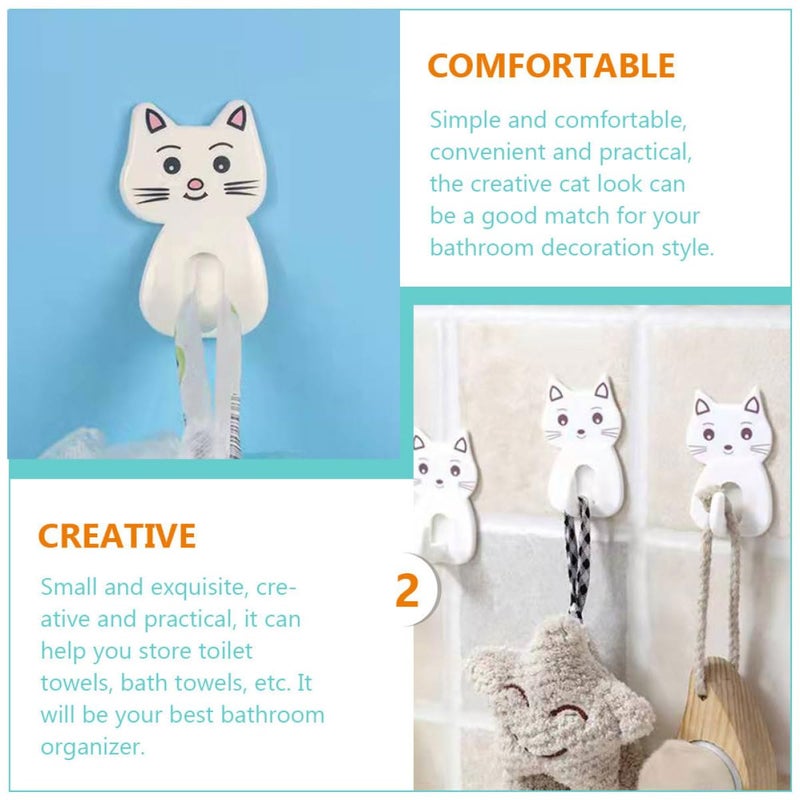 9Pcs Strong Adhesive Cat Wall Hooks Cute Animal Towel Holder Random Color - Image 4