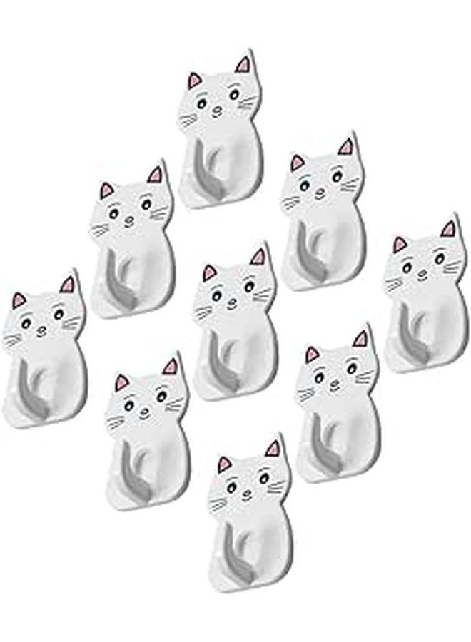 9Pcs Strong Adhesive Cat Wall Hooks Cute Animal Towel Holder Random Color - Image 1