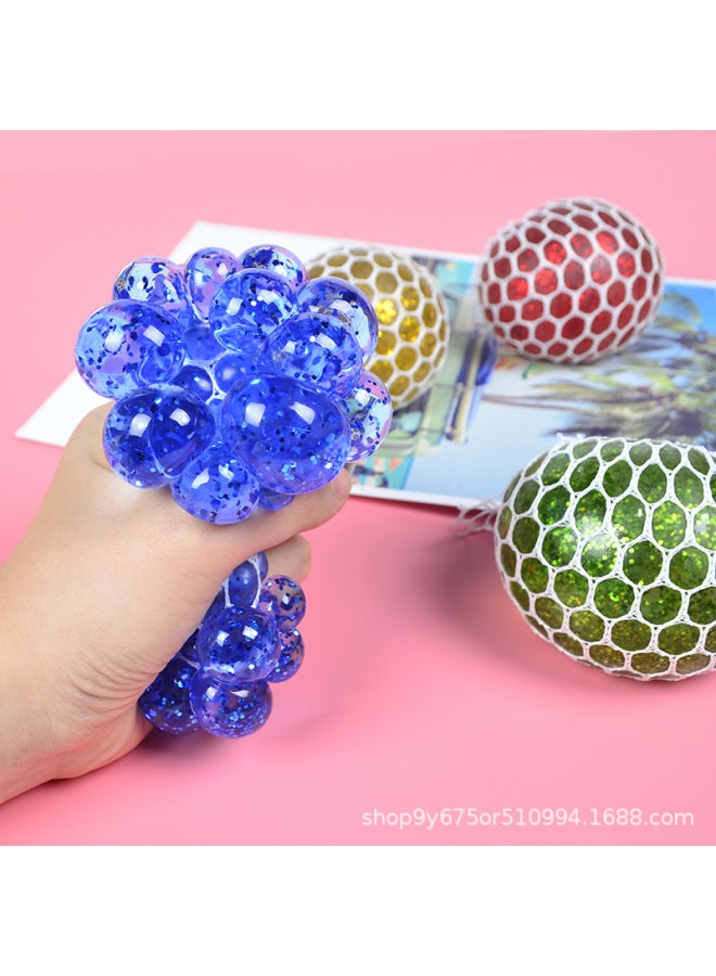 【3PCS，Only Three】Bead Squishy - Grape Ball Stress Relief Squishy Toy - 7.0 gold powder grape ball - Mesh Squeeze Ball, Sensory Fidget Toy, Anxiety Relief, Kids Adults Decompression, Funny Stress Ball, TikTok Viral Toy - Image 1