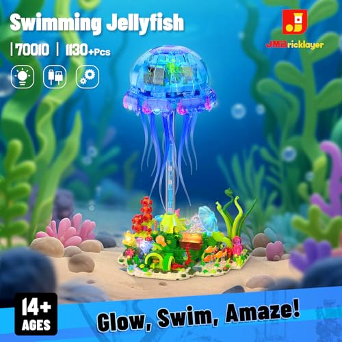 JMBricklayer Jellyfish Building Set with LED Lights Ocean Animal Collection Toy Floating Jellyfish Lamp Sea Creature Display for Adults Home Office Decor Creative Gifts for Boys Girls 14 - Image 5