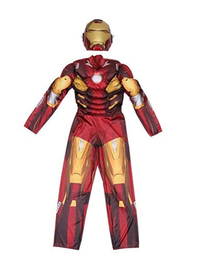 Ironman Muscle Costume In Breathable Polyester Fabric With Mask For Kids - Image 1