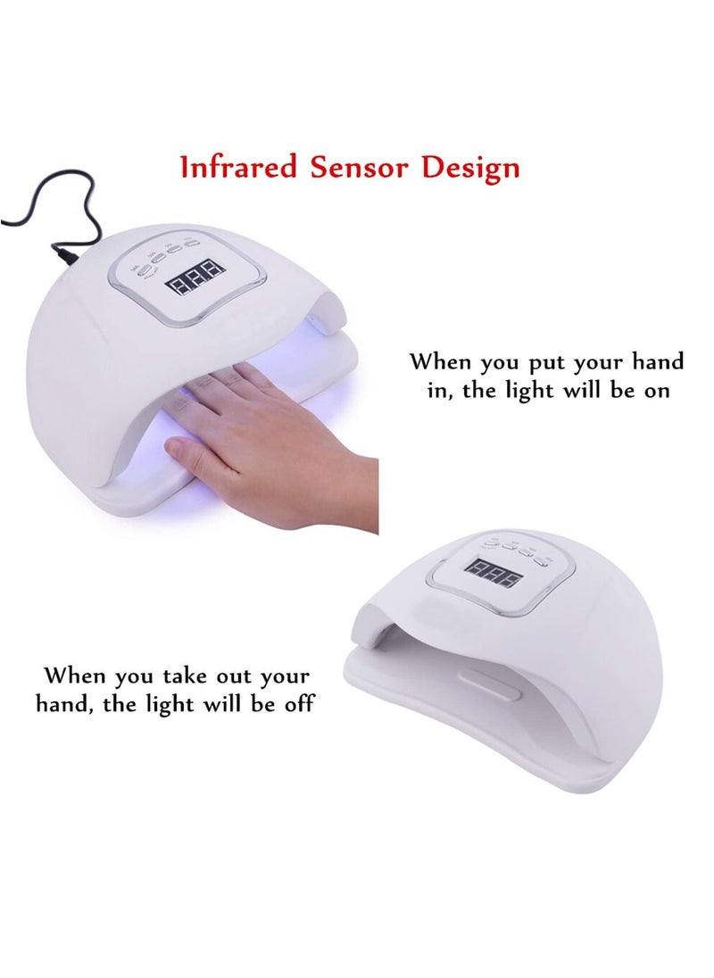 SKY-TOUCH - Professional Gel Polish LED Nail Dryer Lamp Nail Dryer Sun X5 Plus 5120W/150W/180W (Max) 100-240V 50/60Hz LED Nail Lamp for Professional Manicure Salon Nails Polish Curing Manicure Pedicure and Nail Arts Tools White - Image 1