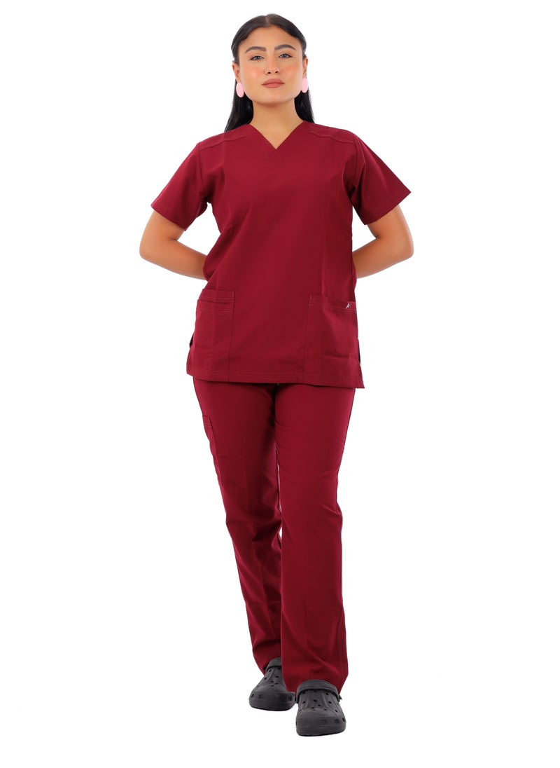 APEX Premium Scrub 1/2 Sleeve Female Crimson Medi-Tex  - Image 1
