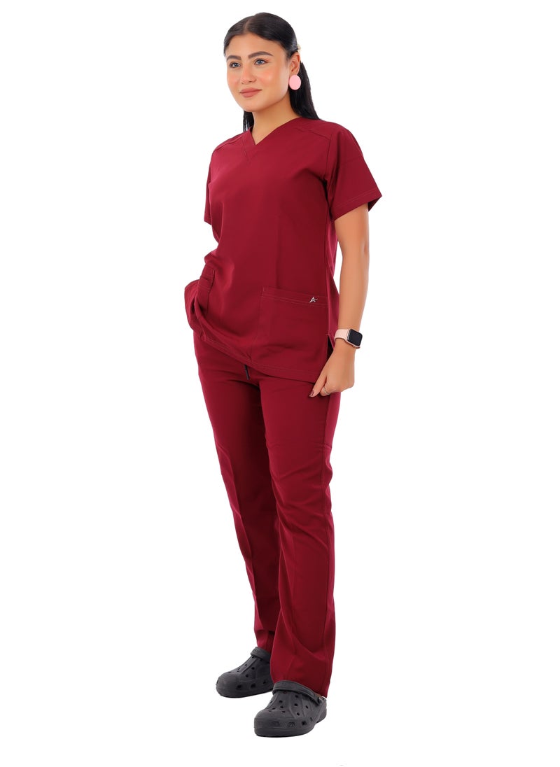 APEX Premium Scrub 1/2 Sleeve Female Crimson Medi-Tex  - Image 2