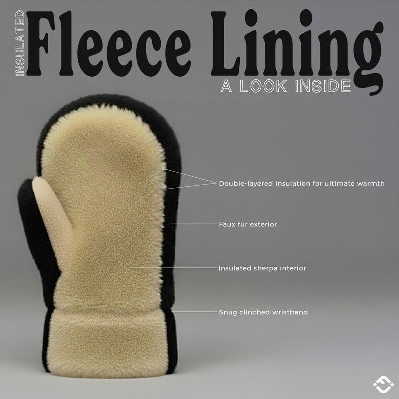 Funky Junque Fuzzy Faux Fur Mittens for Women - Black - Image 4