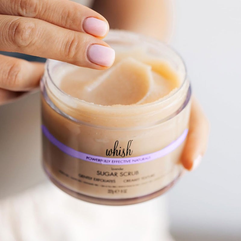 Whish Beauty Lavender Exfoliating Sugar Scrub - Body Scrub for Women - Brown Sugar Exfoliator with Raspberry, Aloe, & Shea Butter - Gentle on All Skin Types - Paraben & Sulfate Free - 8 oz - Image 2