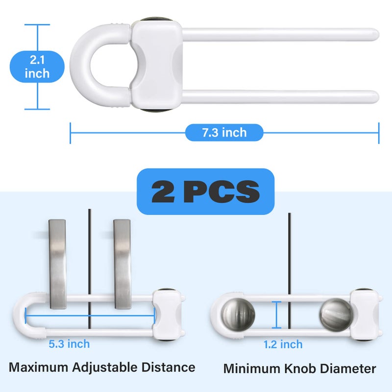 SPISPI Baby Proofing Cabinets,Cabinet Locks for Babies,U-Shaped Child Locks for Cabinets, Child Proof Cabinet Latches,Child Safety Cabinet Locks with Adjustable by SPISPI (Pack of 2) - Image 2