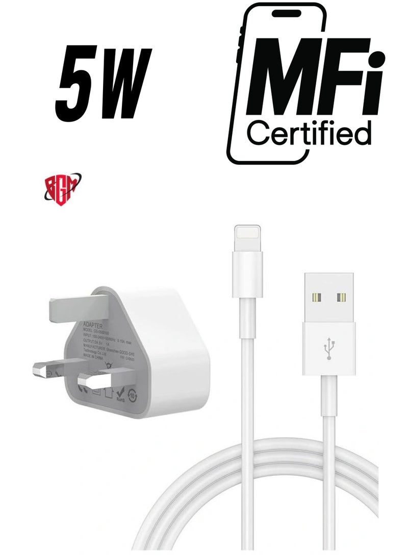 BGM 5V 1A Power Adapter Supply, USB Charger Cable and Plug Compatible for i Phone 5S, 6, 6S, 6 Plus, 6S Plus, 7, 7 Plus, 8, 8 Plus, XS, X, XS Max, 11, XR, i Pod Touch 5G Power Cord  - Image 1