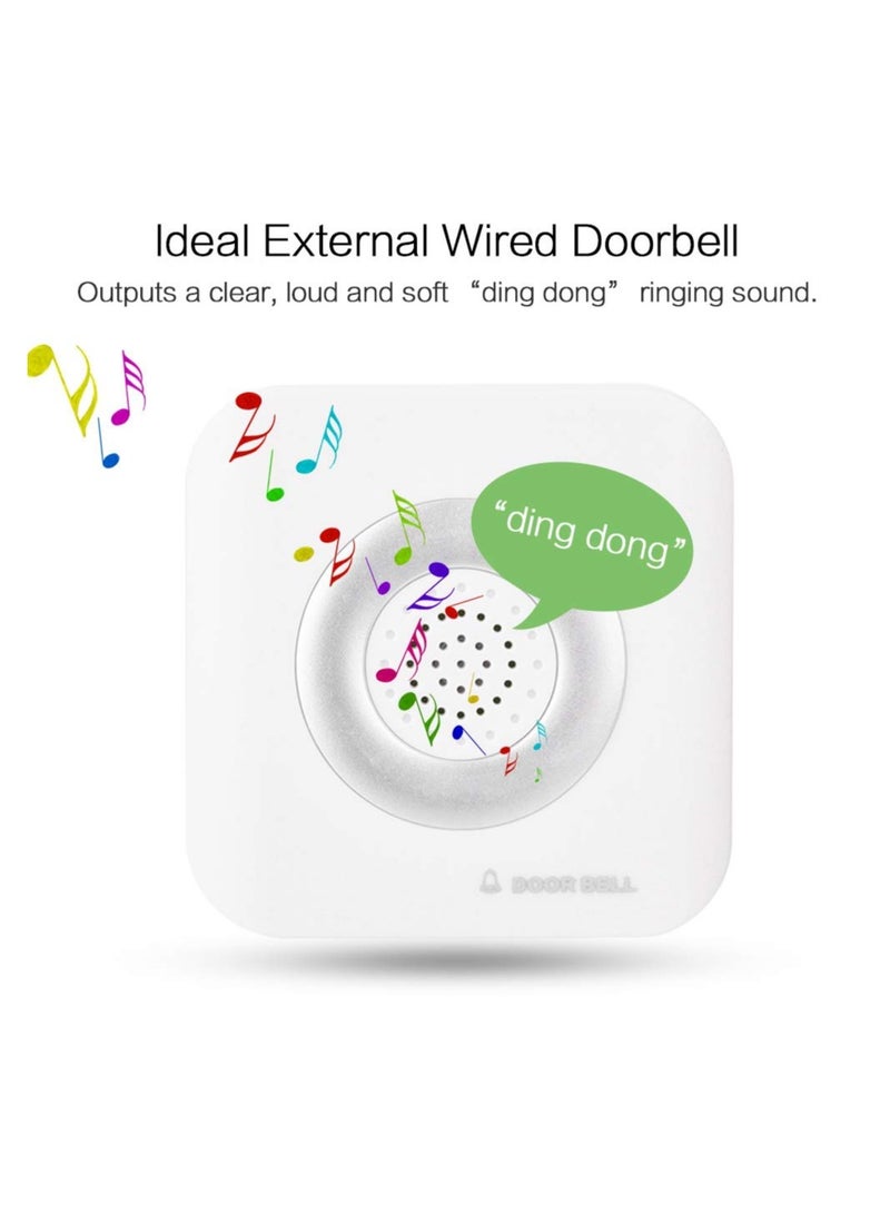 SYOSI جرس باب سلكي، جرس باب إنذار DC 12V لنظام التحكم في الوصول للمكاتب المنزلية 4 نوى جرس باب دينغ دونغ موسيقي، أبيض - Image 3