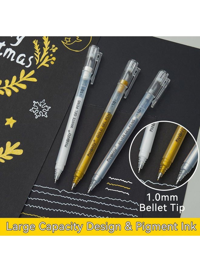 PANDAFLY Gold Silver White Gel Pens, 1mm Extra Fine Point White Pen for Art Highlight & Artists Drawing, Opaque Archival Ink Pens for Black Paper Drawing, Sketching, Illustration, Card Making, 5 Pack - Image 2