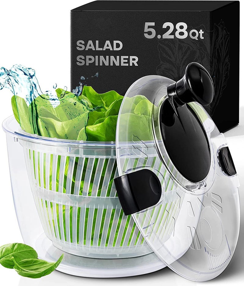 Joined Large Salad Spinner with Drain, Bowl, and Colander - Quick and Easy Multi-Use Lettuce Spinner, Vegetable Dryer, Fruit Washer, Pasta and Fries Spinner - 5.28 Qt - Image 1