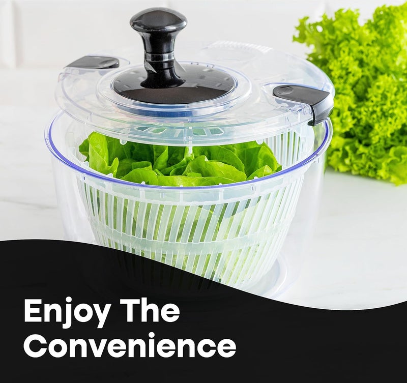 Joined Large Salad Spinner with Drain, Bowl, and Colander - Quick and Easy Multi-Use Lettuce Spinner, Vegetable Dryer, Fruit Washer, Pasta and Fries Spinner - 5.28 Qt - Image 5