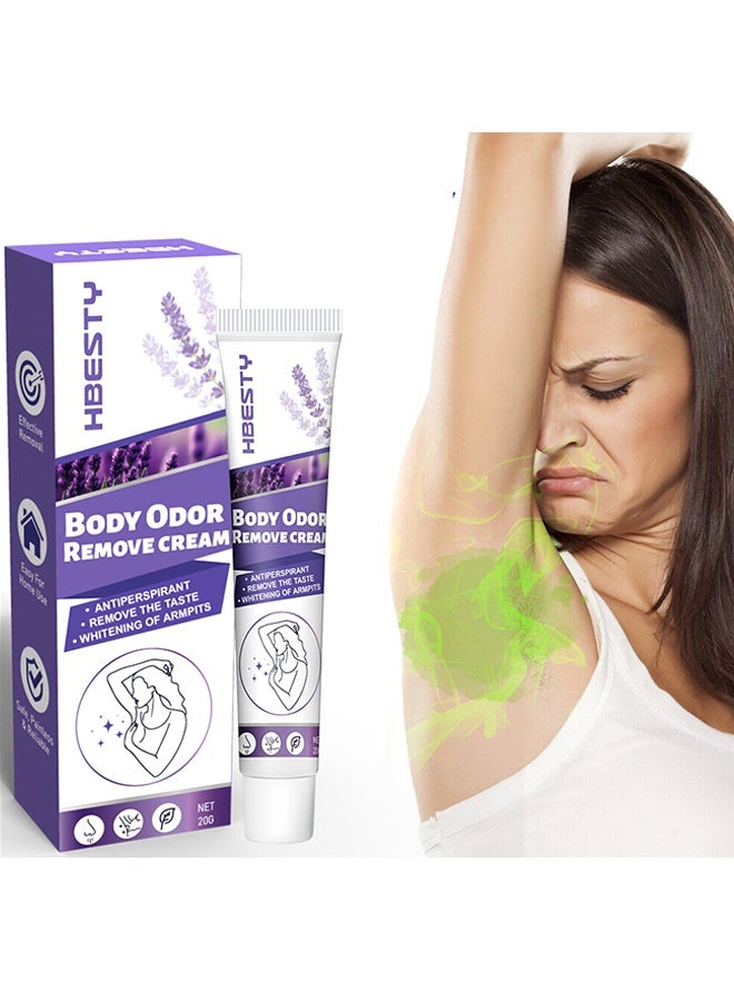 HBESTY Body odor remove cream, Antiperspirant Cream For Body Odor -Remover Underarm Antiperspirant and Deodorant Mild Long Lasting Waterproof Sweatproof Skin Friendly Fresh Effective Underarm Odor Cream to Get Rid of Body Odor 20g - Image 1