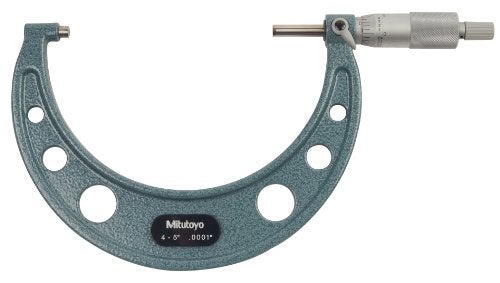 Mitutoyo 103-219 Outside Micrometer, Baked-enamel Finish, Ratchet Stop, 4-5" Range, 0.0001" Graduation, +/-0.00015" Accuracy,Silver - Image 2
