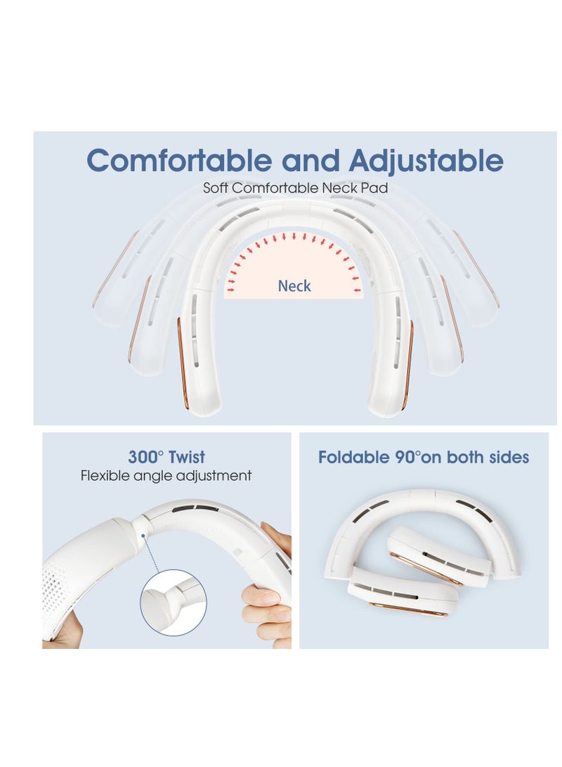 Excefore Portable Neck Fan, Bladeless Neck Fan, LED Display, Hands-Free Rechargeable, Travel Essentials Lightweight, Personal Folding Wearable Neck Fan for Women Cooling Cooler, White - Image 5