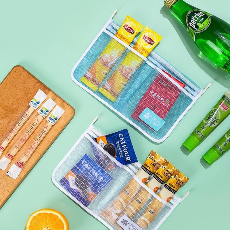 MOLANLY 4PCS Refrigerator Door Organizer Set, Fridge Hanging Mesh Bag for Kitchen , Household Sundries Sorting Bag, Only for Small Objects Containers - Image 3