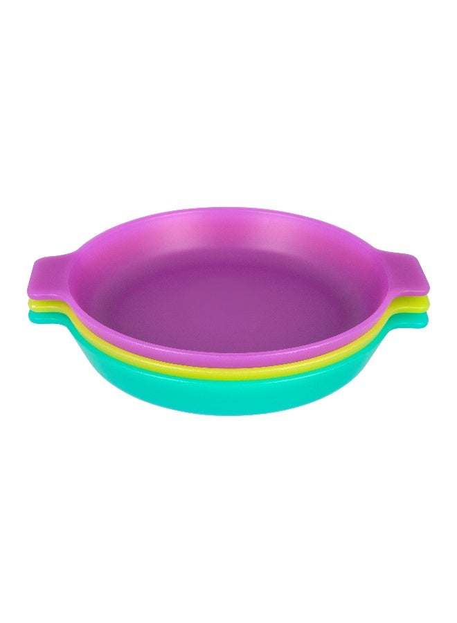 Playgro First Fun Mini Plates 3 Pack – Peacock – BPA-Free Baby & Toddler Feeding Plates, Durable Weaning Plates for Everyday Meals - Image 1