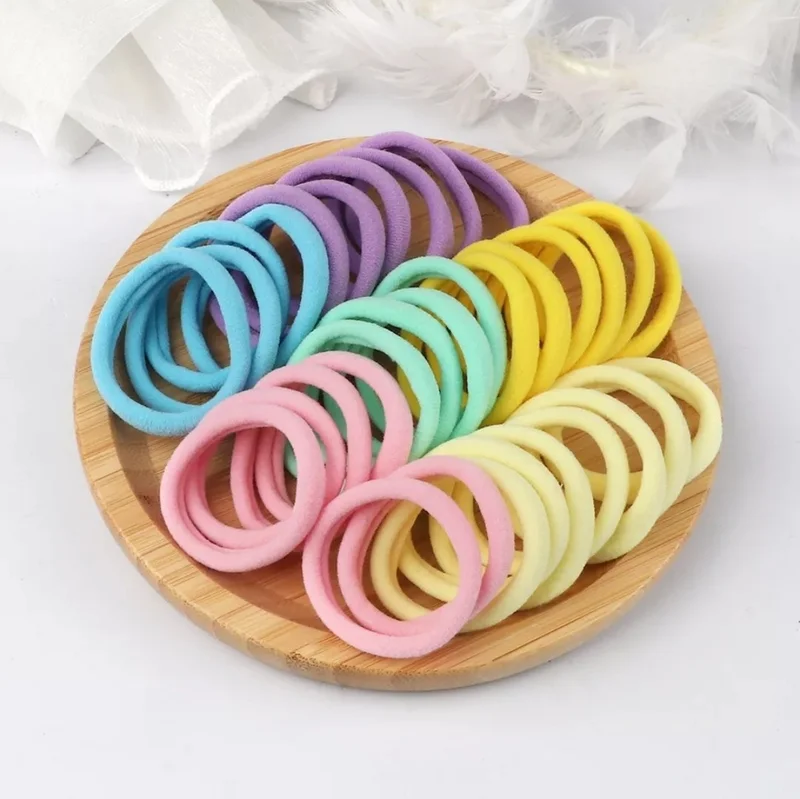 انجيلكا Colorful Medium Size Girl's Towel Rubber Hair Clip 50 Pieces