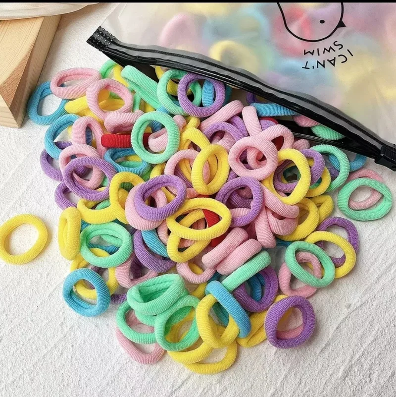 انجيلكا Colorful Medium Size Girl's Towel Rubber Hair Clip 50 Pieces