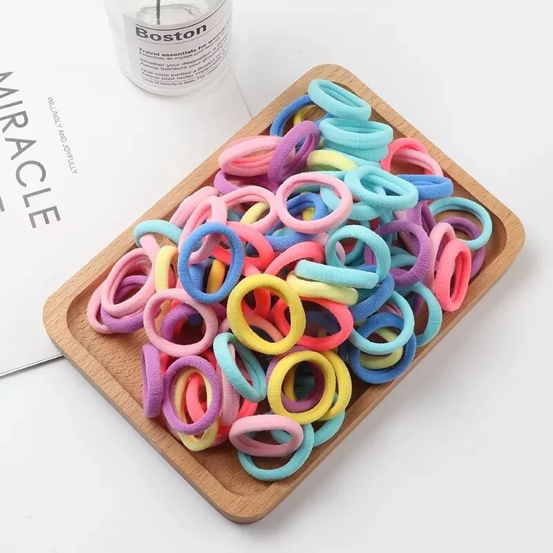 انجيلكا Colorful Medium Size Girl's Towel Rubber Hair Clip 50 Pieces