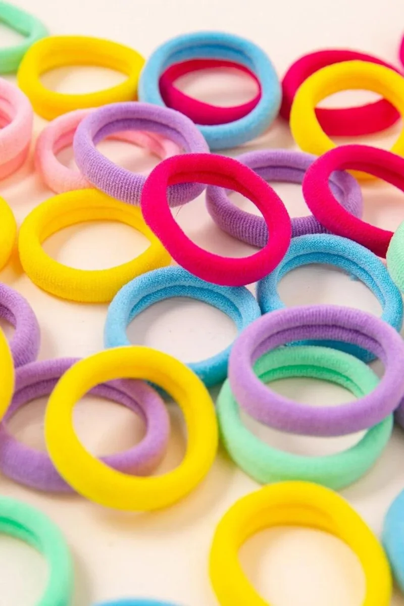 انجيلكا Colorful Medium Size Girl's Towel Rubber Hair Clip 50 Pieces
