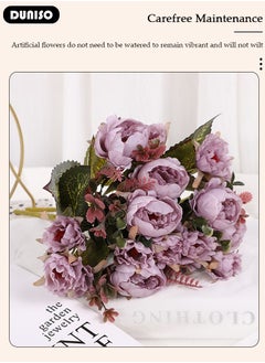 DUNISO Artificial Flowers Table Centerpieces Decor Fake Tulips Silk Flowers Bouquets Arrangement for Home Room Office Party Table Flowers Decoration Wedding Table Centerpieces  - Image 5